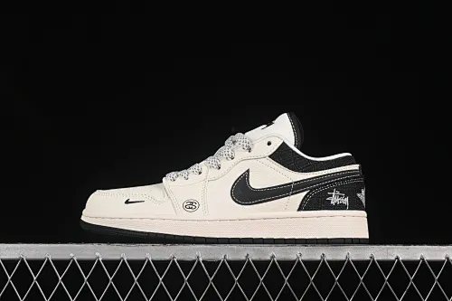 All categories Air Jordan Jordan series basketball shoes Air Jordan 1 Low High-end customized low-top sneakers Air Jordan 1 Low AJ1 Joe 1 Stussi Beige canvas High-end customized low-top retro basketball shoes XS6086-561